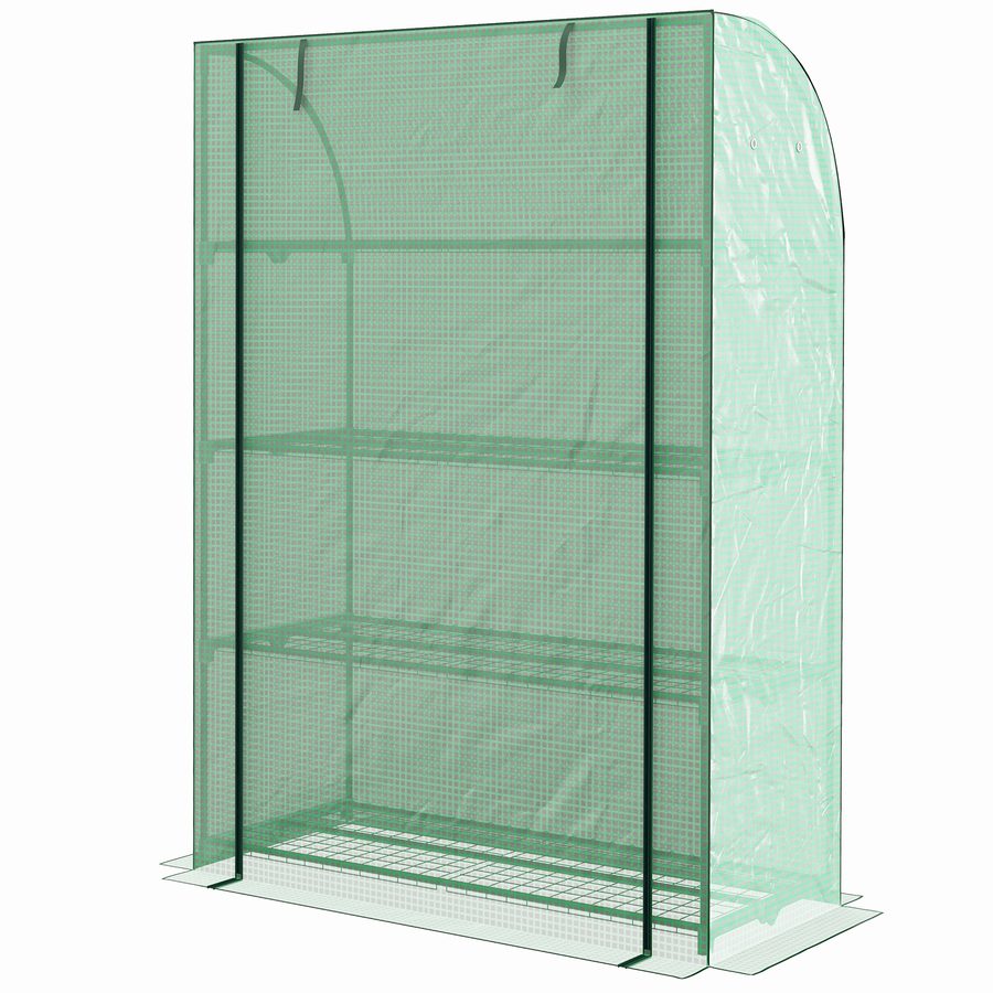 Outsunny Mini-Gewächshaus Balkongewächshaus 4-Etagen mit Stahlrahmen & verstärkter PE-Abdeckung, innen und außen tragbarer Rollladentür, 120 x 50 x 170 cm, grün   Aosom von Outsunny