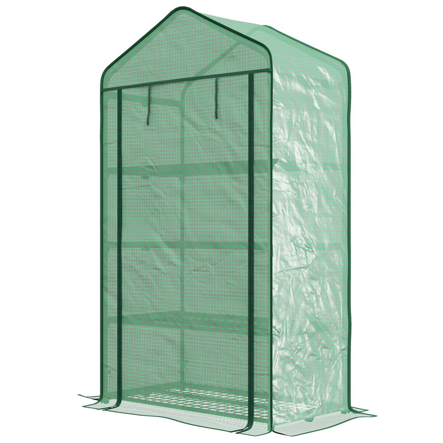 Outsunny Garten Gewächshaus Balkon Regal Gewächshaus 4 Ebenen 90L x 49B x 160H cm Verzinkter Stahl Abnehmbare PE Hochdichte-Plane Grün   Aosom von Outsunny
