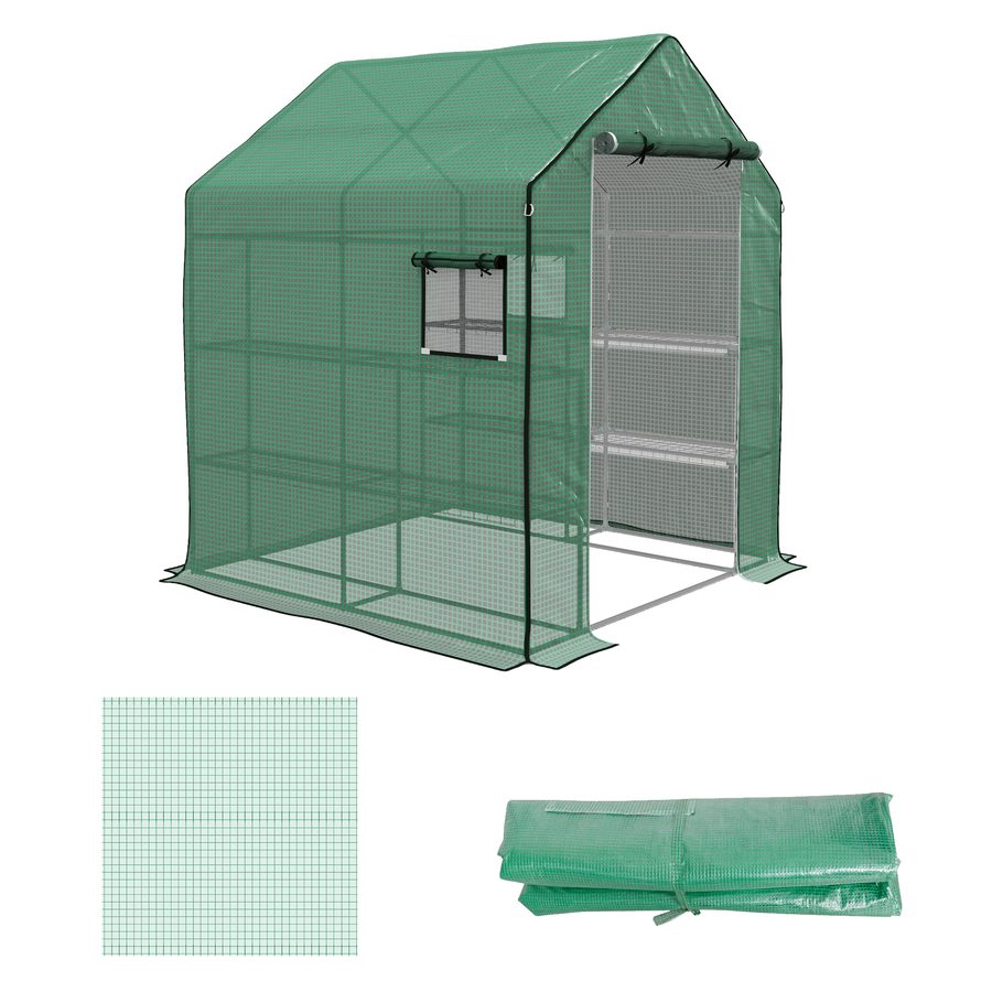 Outsunny Gewächshausfolie Ersatzfolie mit UV-Schutz und Seitenfenster, Rolltür, PE-Folie für Tomatenhaus, grün, 140 x 143 x 190 cm   Aosom.de von Outsunny