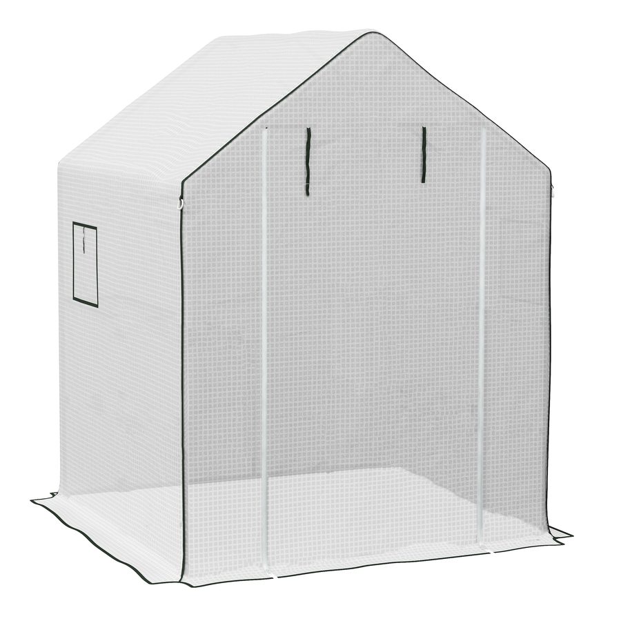 Outsunny Ersatzfolie Gewächshausfolie mit UV-Schutz, Seitenfenster, Rolltür, Ersatzabdeckung, PE-Folie für Tomatenhaus, Treibhaus, Weiß, 140 x 143 x 190 cm   Aosom von Outsunny