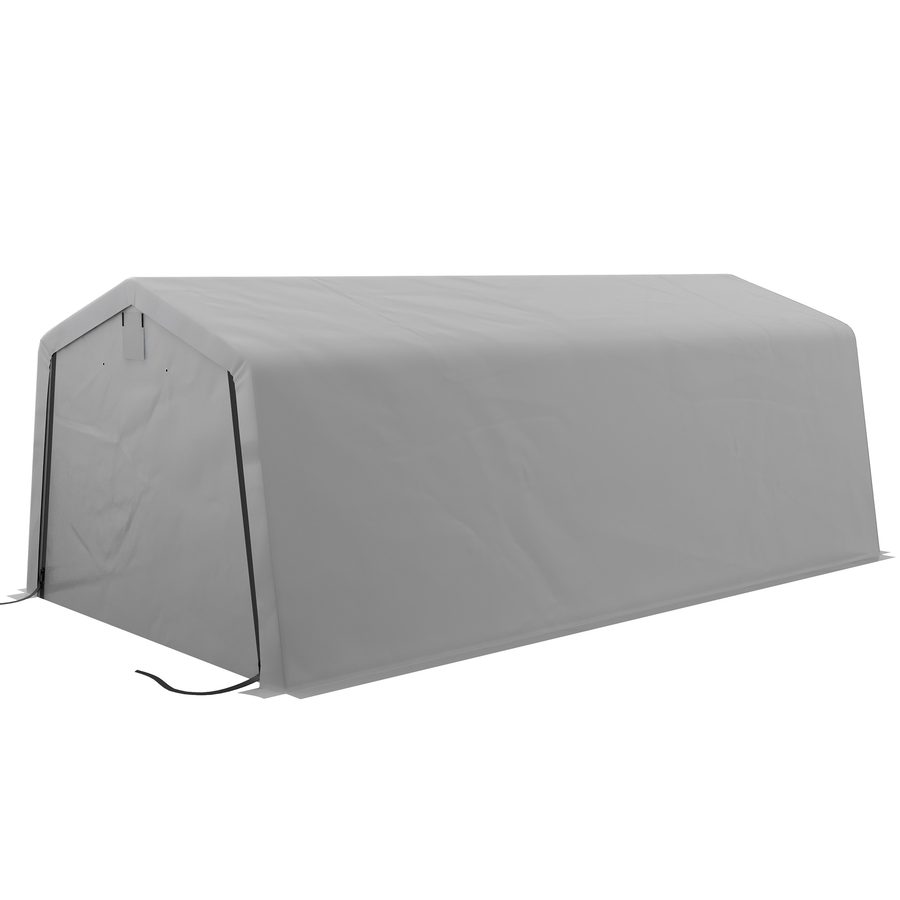 Outsunny Tente Garage Carport Abmessungen 6,2L x 3,3B x 2,4H m robuster verzinkter Stahl PE Hochdichte 150 g/m² wasserdicht UV-beständig, 1 Tür Grau und 2 Belüftungen   Aosom von Outsunny