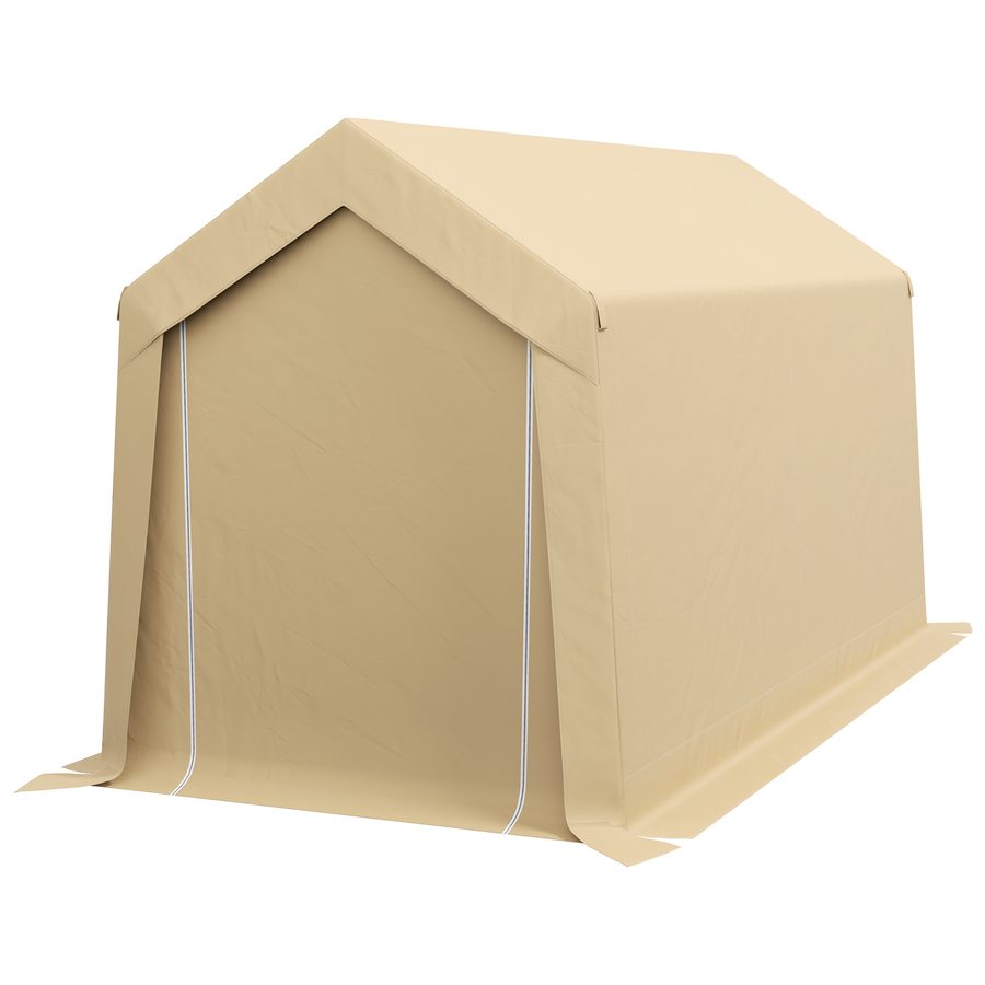 Outsunny Gartenhaus, Lagerzelt, 2 x 3,6 m, wasserdicht und UV-beständig, feuerverzinkter Stahlrahmen und großes Tor, Fahrradgarage für den Außenbereich, beige   Aosom von Outsunny