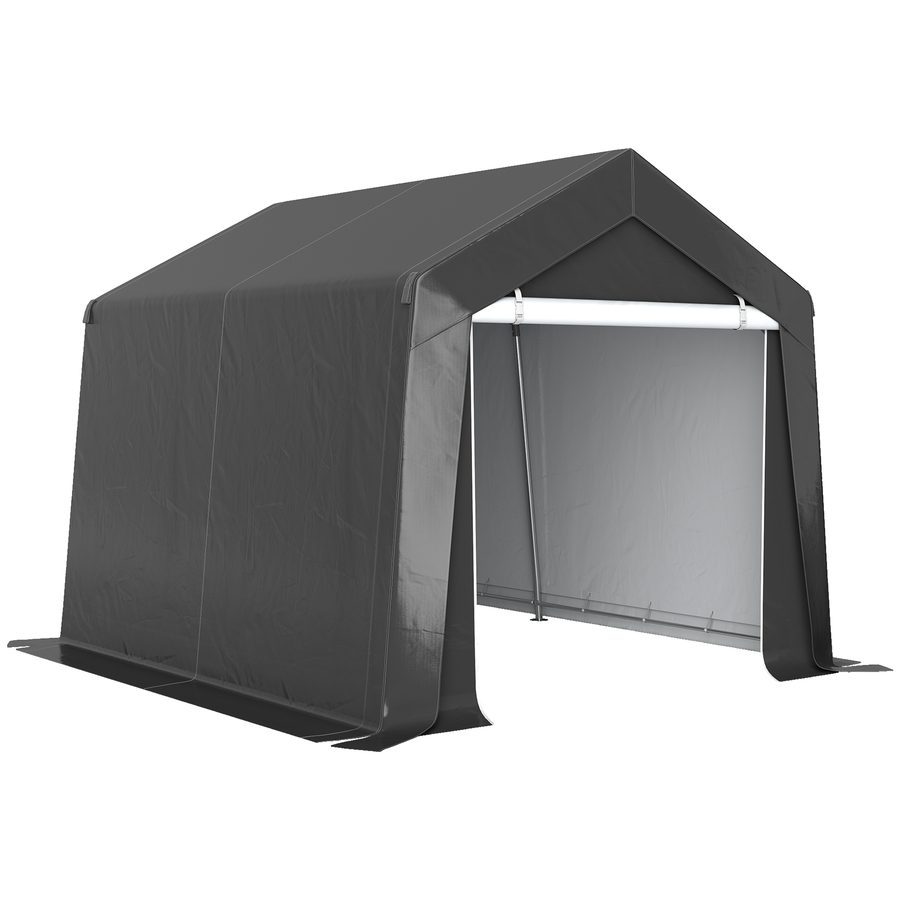 Outsunny Carport Zeltgarage 3x3 m Wasserdicht Garagenzelt mit Rolltür Belüftungsfenster Verlängerte Kanten, UV-beständig Winterfest Lagerzelt, Weidezelt Unterstand für Auto SUV Boote LKW Dunkelgrau   Aosom von Outsunny