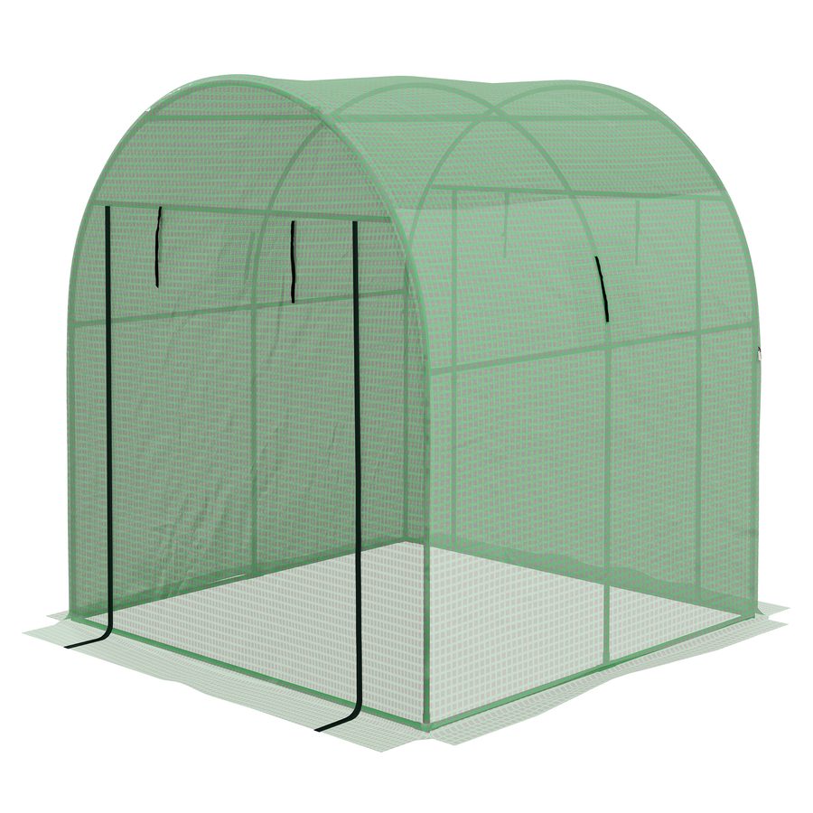Outsunny Tunnel Gewächshaus für Gemüse 1,8x1,8x2m, Garten Gewächshaus UV-Beständig mit Rolltüren und Fenstern, aus Stahl und PE, Grün   Aosom von Outsunny