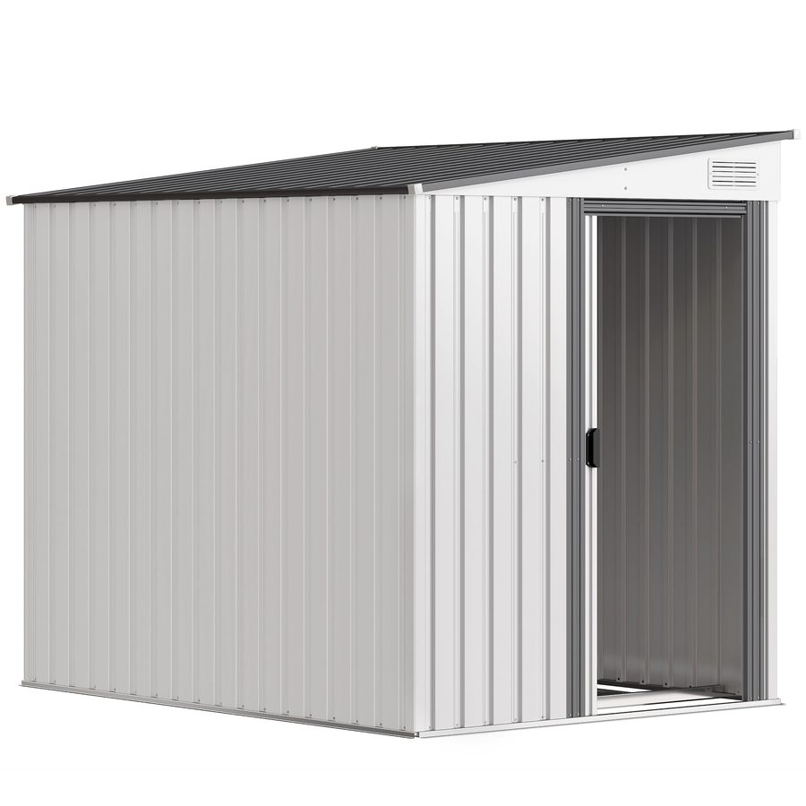 Outsunny Metall Gerätehaus 2,81m² 154x206,5x181 cm Geräteschuppen mit Pultdach Fundament Schiebetür wetterfest Gartenhaus Outdoor Garten Schuppen Schrank für Hinterhof Außenbereich Anthrazit   Aosom von Outsunny