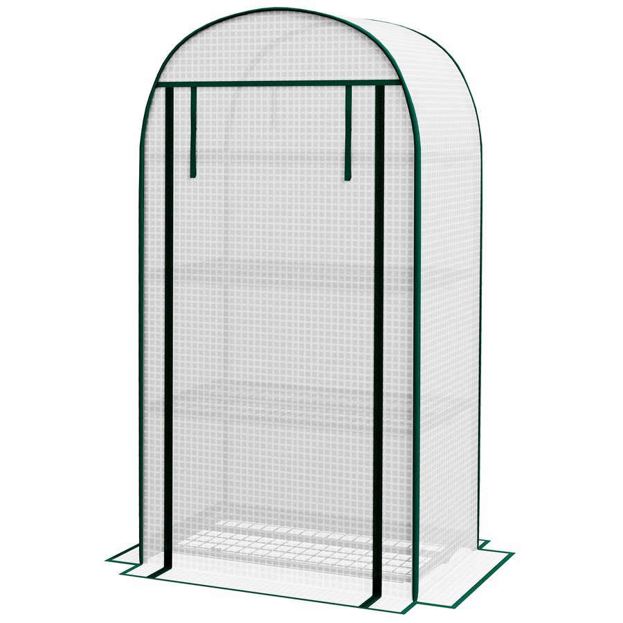 Outsunny Gewächshaus aus PE mit 4 Ebenen, Balkongewächshaus, verstärkte Plane 130 g/m², Stahlrahmen, rollbare Reißverschlusstür, für Gemüse Pflanzen Blumen, 80 x 50 x 160 cm, Weiß   Aosom von Outsunny