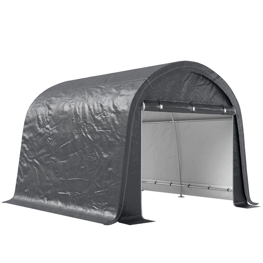 Outsunny Foliengerätehaus 3x3m  Gerätehaus mit UV-Schutz, Wasserabweisend, Stahl, PE, Grau, mit zwei Rolltor  Aosom von Outsunny