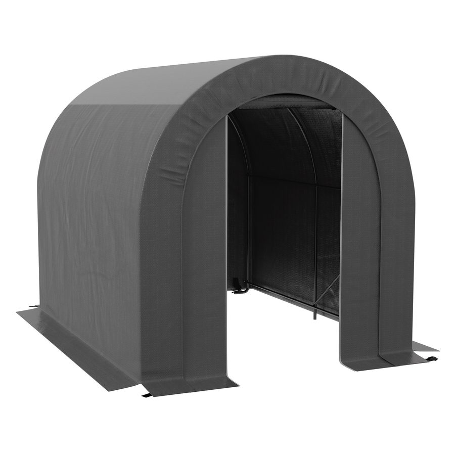 Outsunny Garten-Aufbewahrungszelt Außen-Aufbewahrung Fahrradgarage PE-Plane verzinkter Metallrahmen 2,4 x 1,8 x 1,9 m dunkelgrau   Aosom von Outsunny