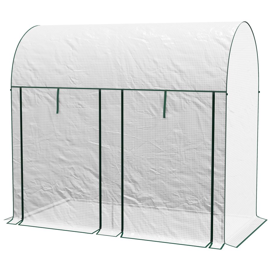Outsunny Gartengewächshaus 2 m² Tomaten-Gewächshaus Abmessungen 2L x 1B x 1,78H m 2 Rolltüren mit Reißverschluss Stahl PE hohe Dichte 140 g/m² UV-beständig weiß   Aosom von Outsunny