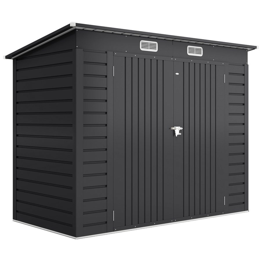 Outsunny Gerätehaus aus Stahl, 2,7 m² Geräteschuppen mit Doppeltür, Gartenschuppen mit Schloss, Gartenschrank mit UV-Schutz, 249 x 121 x 183 cm, Grau   Aosom von Outsunny