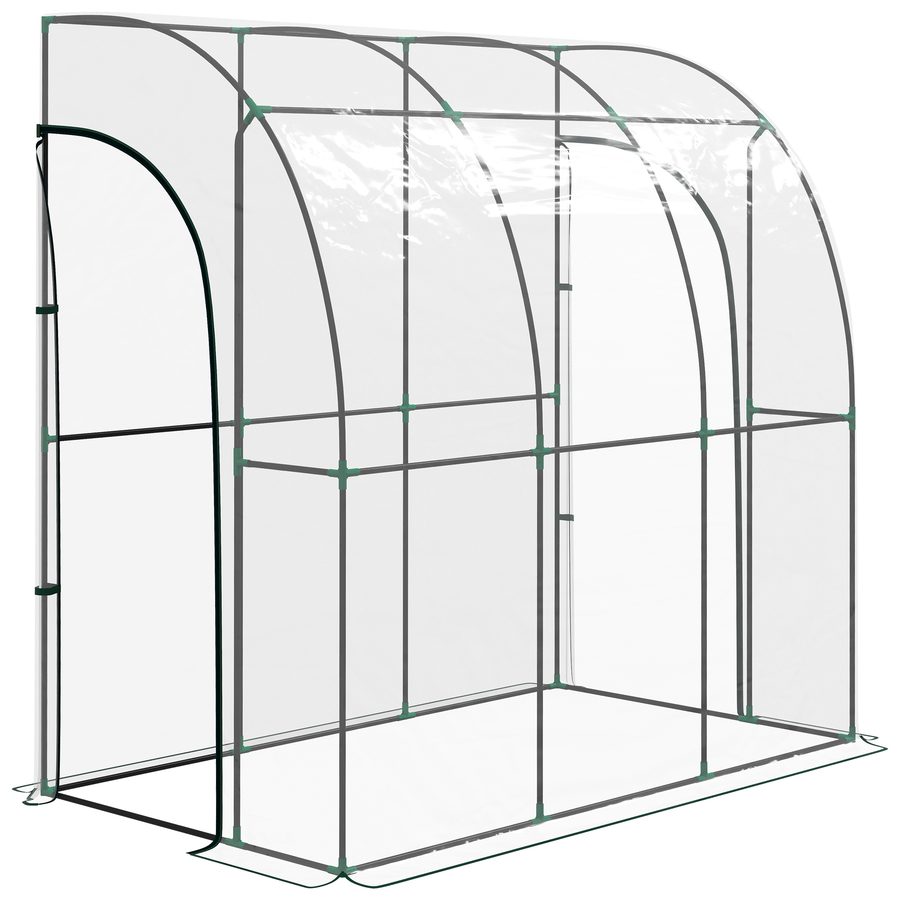 Outsunny Anlehn-Gewächshaus, Balkon-Gewächshaus, verstärkte PVC-Plane, Stahlgestell, 2 aufrollbare Reißverschlusstüren, für Gemüse Pflanzen Blumen, innen und außen, 214x118x212 cm, transparent   Aosom von Outsunny