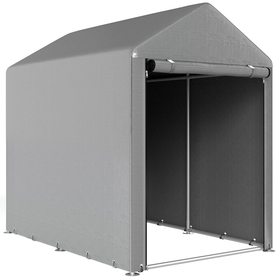 Outsunny Garagenzelt für 2 Fahrräder, wasserdicht Zeltgarage mit Tür Anti-Staub-Fahrradabdeckung, Gerätezelt, Foliengerätehaus Fahradgarage für Außenbereich Terrasse, 120x179x165cm, Hellgrau   Aosom von Outsunny