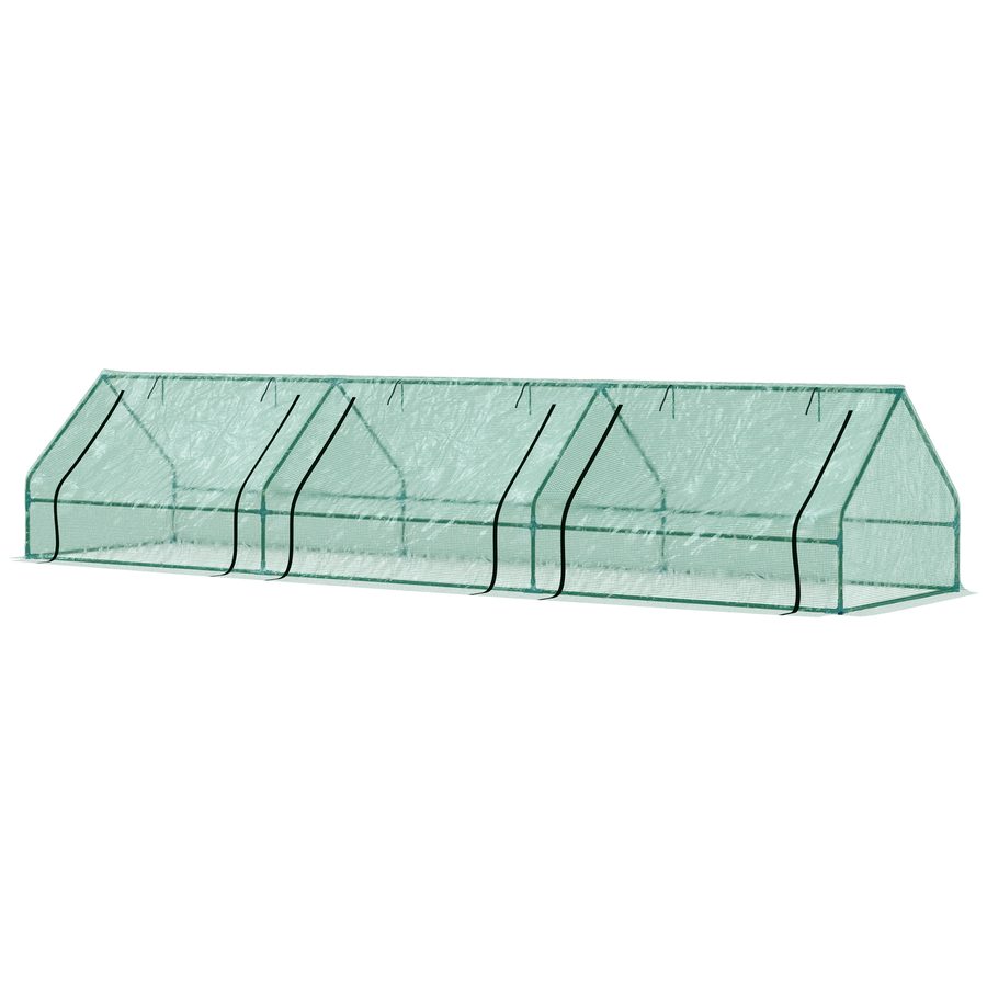 Outsunny Gewächshaus für Gemüsegarten, wasserdicht und UV-beständig mit 3 aufrollbaren Fenstern, Mini-Gewächshaus für Pflanzen aus Stahl und Polyethylen, 400x100x80 cm, Grün   Aosom von Outsunny