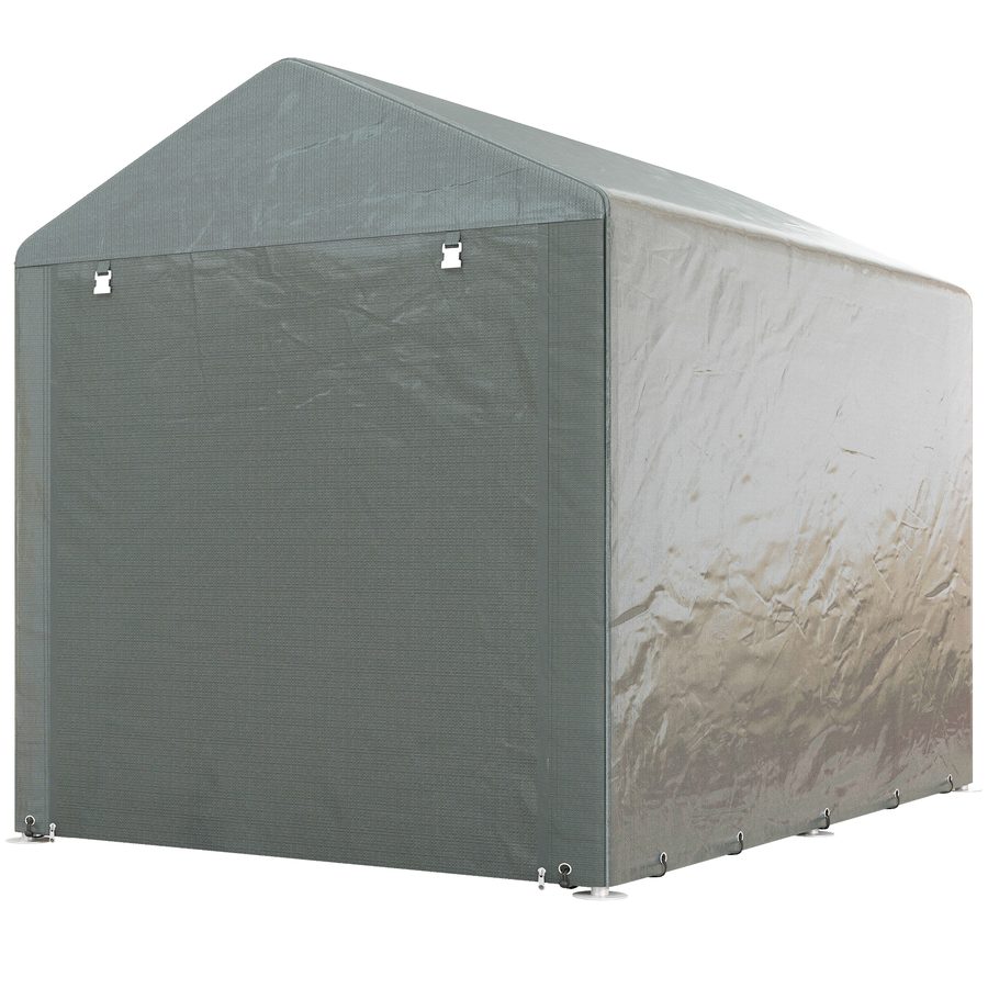 Outsunny Garage Motorrad für den Außenbereich mit UV-beständigem Eingang mit Reißverschluss, Garagenzelt für Fahrräder und Werkzeuge aus verzinktem Metall und PE-Gewebe, 160x218x172 cm, Hellgrau   Aosom von Outsunny