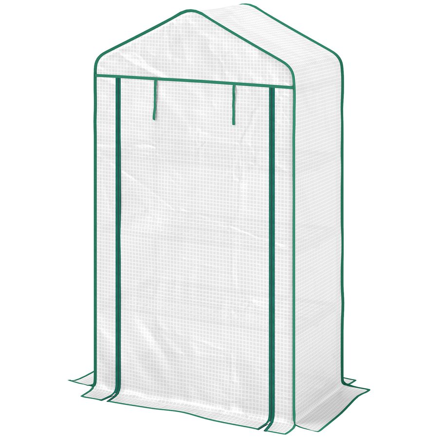 Outsunny Garten-Gewächshaus PE mit 4 Regalebenen, Balkon-Gewächshaus, verstärkte Plane 135 g/m², Stahlrahmen, rollbare Reißverschlusstür, für Gemüse Pflanzen Blumen, 90 x 49 x 160 cm, weiß   Aosom von Outsunny