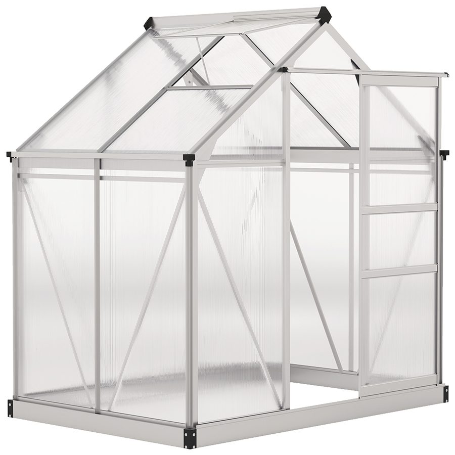 Outsunny Gewächshaus Aluminium 2,51m² 190x132x201cm mit Fundament Dachfenster Schiebetür 4 mm Platten, UV-beständig Treibhaus Aufzucht Tomatenhaus Pflanzenhaus Frühbeet für Garten Outdoor   Aosom von Outsunny