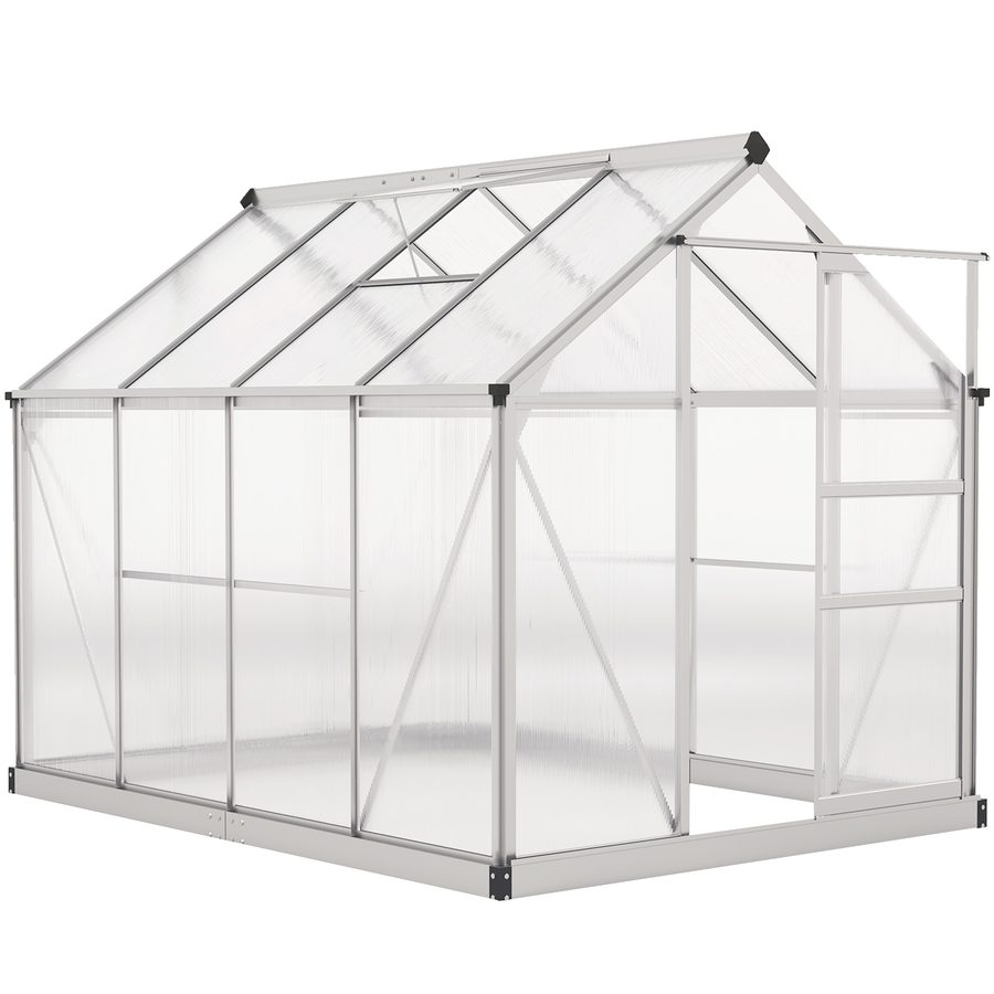Outsunny Gewächshaus Aluminium 4,79m² 190x252x201cm mit Fundament Dachfenster Schiebetür 4 mm Platten, UV-beständig Treibhaus Aufzucht Tomatenhaus Pflanzenhaus Frühbeet für Garten Outdoor   Aosom von Outsunny