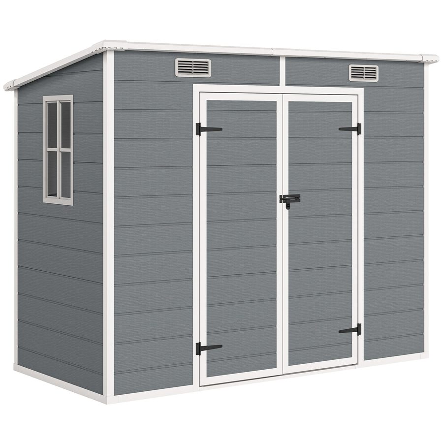 Outsunny Metallgerätehaus 2,4 x 1,3 m, Geräteschuppen wasserdicht, Geräteschuppen für den Garten, Grau   Aosom.de von Outsunny