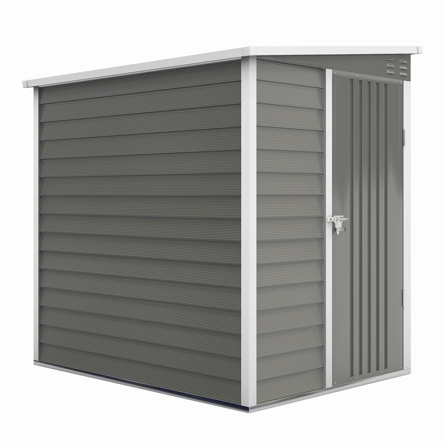 Outsunny Metall Gerätehaus 2,3m² 142x184x181cm Geräteschuppen mit Fundament Pultdach Fenster abschließbar Tür Handschuhe wetterfest Gartenhaus Outdoor Garten Schuppen für Garten Hinterhof Hellgrau   Aosom von Outsunny