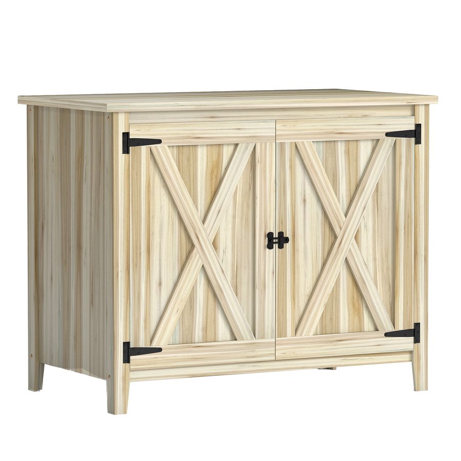 Outsunny Holz-Gartenschrank, Gartenschrank mit Regalen und Doppeltüren, Werkzeugschrank, 110 x 60 x 88,5 cm, Naturholzoptik   Aosom von Outsunny