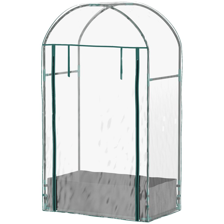 Outsunny Garten-Gewächshaus, Balkon-Gewächshaus, verstärkte PVC-Abdeckung, Stahlrahmen, aufrollbare Reißverschlusstür, mit Pflanzsack, für Gemüse Pflanzen, innen und außen, 89x50x152cm transparent   Aosom von Outsunny