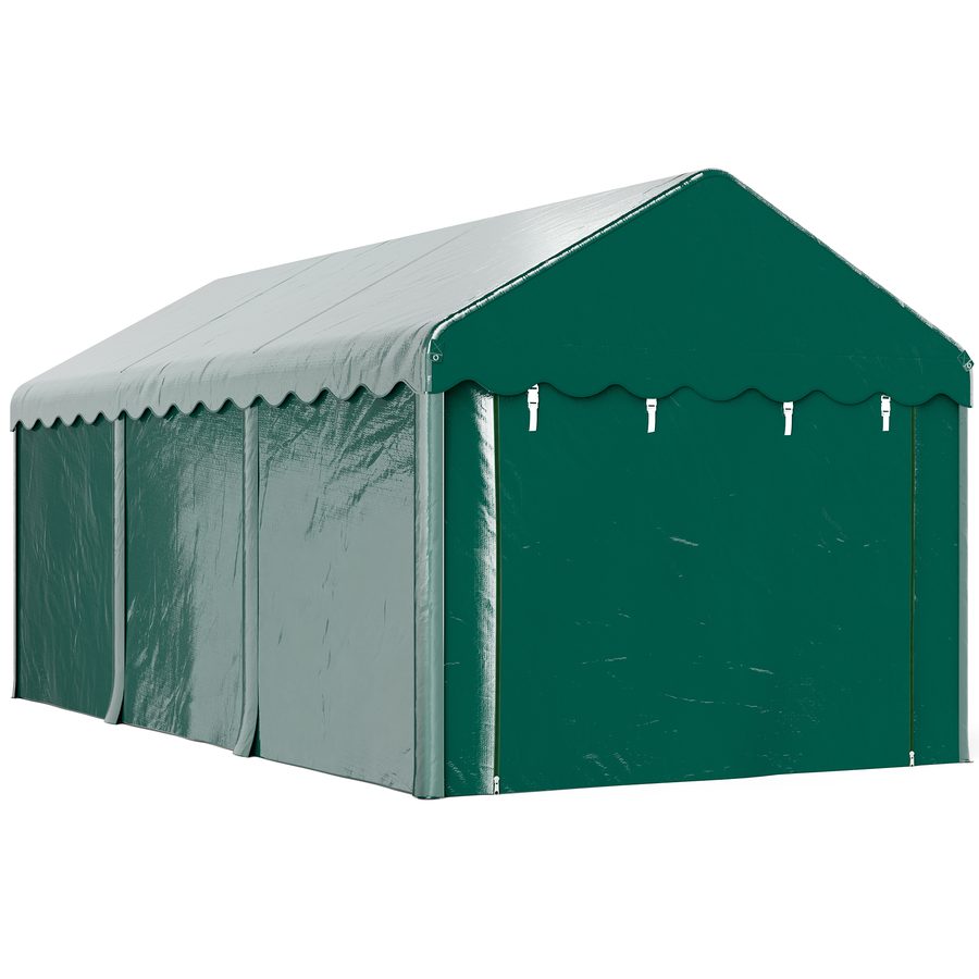 Outsunny Carport Zeltgarage 3 x 6 m Outdoor-Autoabdeckung Lagerzelt mit 2 aufrollbaren Türen, PE 200g Plane, UV-beständiges und wasserdichtes Carport für Auto, LKW, Boot, grün   Aosom von Outsunny
