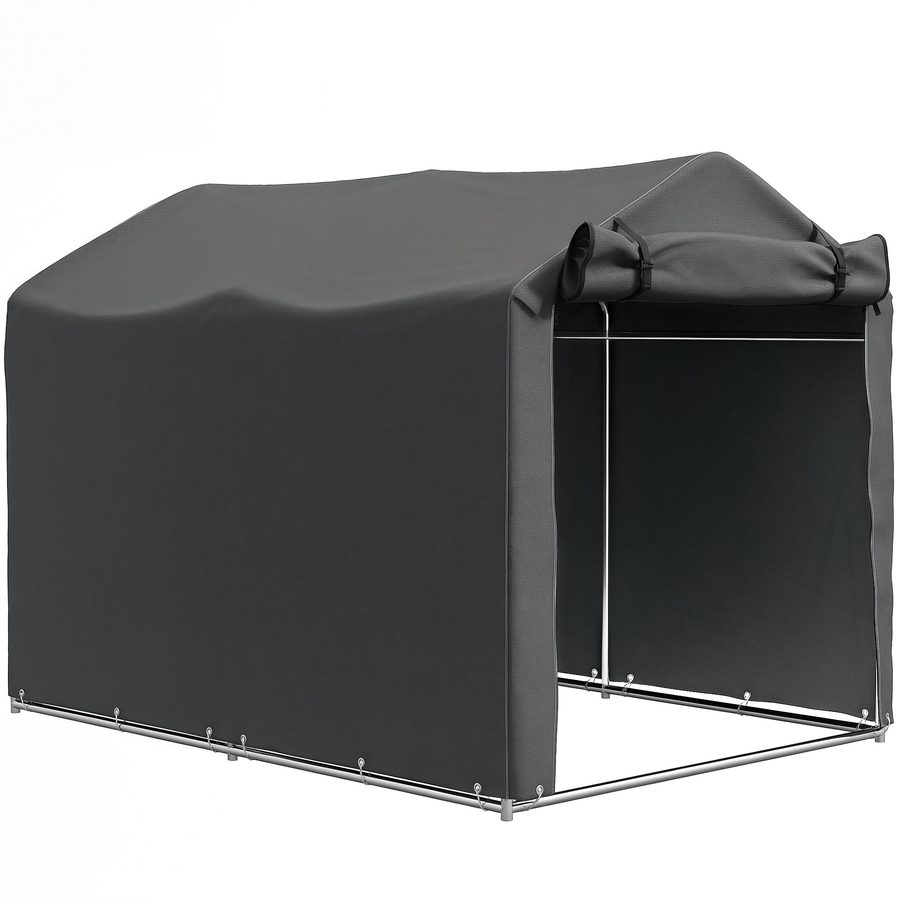 Outsunny Garagenzelt, wasserdicht Zeltgarage mit Rolltür, UV-beständig Fahrradabdeckung Gerätehaus Gerätezelt, Foliengerätehaus Fahradgarage für Terrasse, Garten, 220 x 157 x 165 cm Dunkelgrau   Aosom von Outsunny