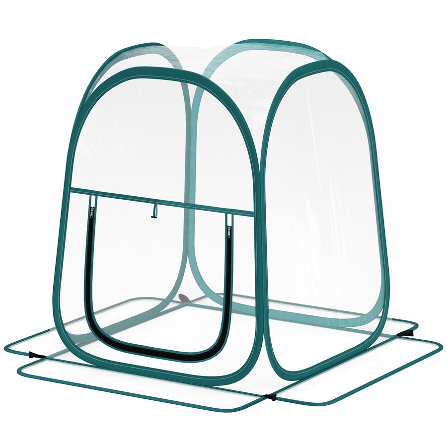 Outsunny Mini Gewächshaus Pop Up mit Transporttasche, Tragbares und Faltbares Gewächshaus mit Kunststoffabdeckung und ausrollbarem Fenster, 70x70x80 cm, Transparent   Aosom von Outsunny
