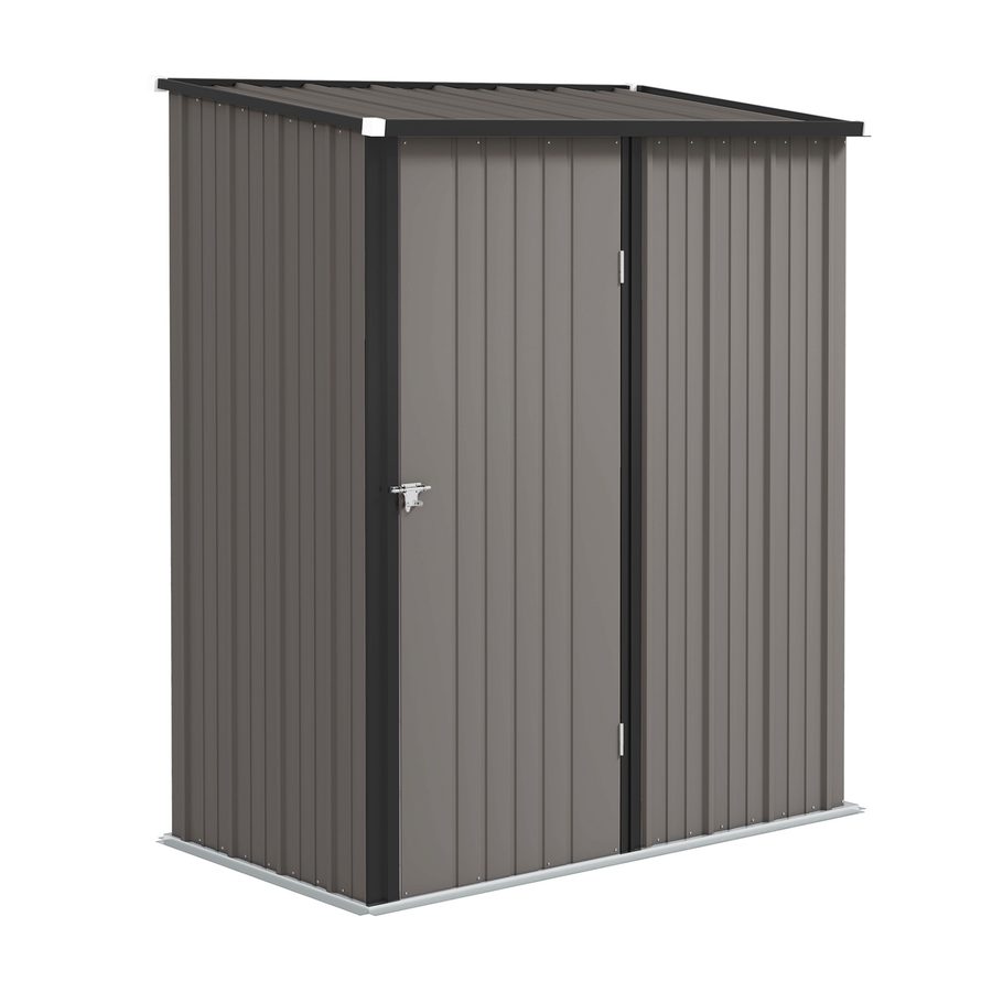 Outsunny Metall Gerätehaus 1,34m² 161,5 x 94,5 x 196cm Geräteschuppen mit Pultdach Abschließbarer Tür, wetterfest Garten Schuppen Outdoor Gartenhaus für Hinterhof Außenbereich Hellgrau   Aosom von Outsunny