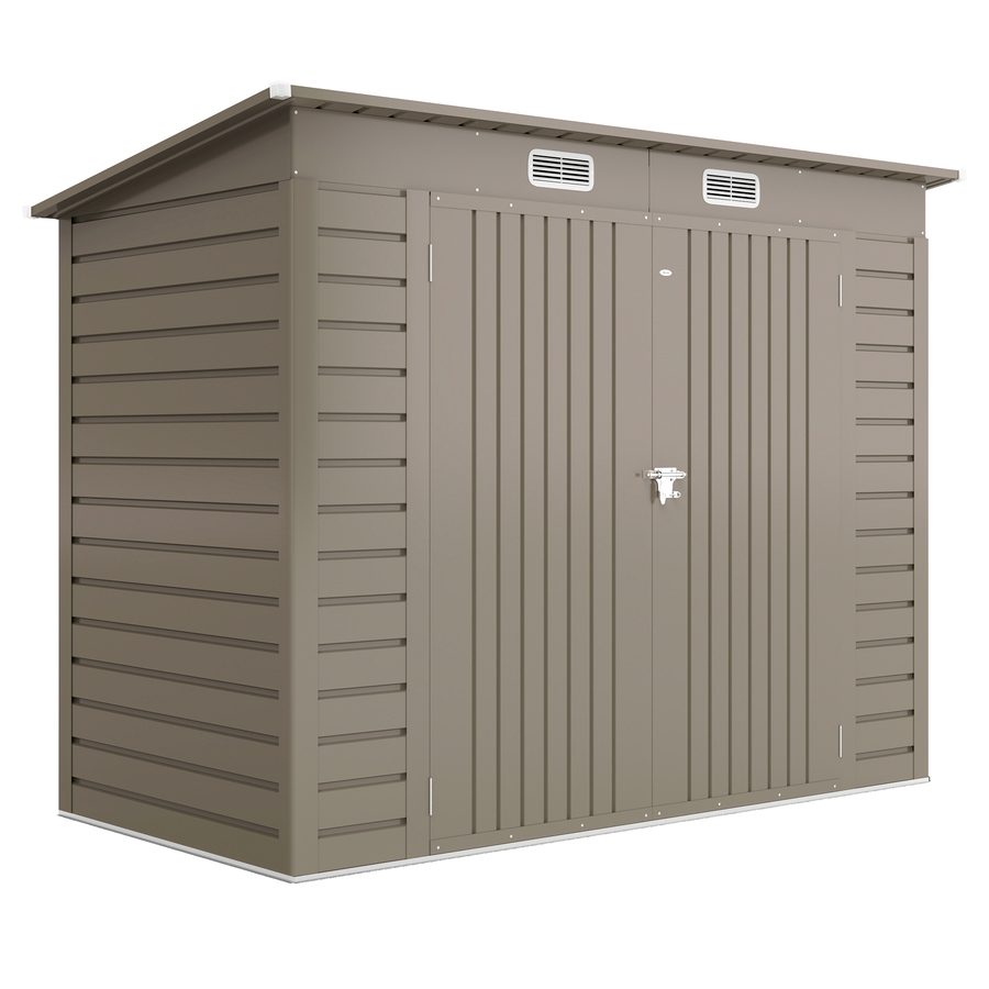 Outsunny Metall Gerätehaus 2,7 m² 249x121x183cm Geräteschuppen mit Pultdach  Abschließbarer Doppeltür Entlüftung Schloss Rampe Gartenhaus Outdoor Garten Schuppen für Hinterhof Außenbereich Hellgrau   Aosom von Outsunny