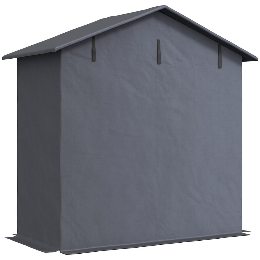 Outsunny Gartenhaus 1,1x2 m mit aufrollbarem Eingang, Spannseilen und Heringen, Gartenhaus aus verzinktem Stahl und 420D Oxford, für Fahrräder und Gartengeräte, UV30+, Dunkelgrau   Aosom von Outsunny