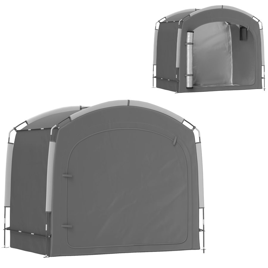Outsunny Fahrradgaragenzelt für die Außenlagerung, tragbares Fahrradabdeckzelt für 3-4 Fahrräder, Gartenabdeckung mit 2 Seitentaschen, 205 x 140 x 188 cm, Dunkelgrau   Aosom von Outsunny