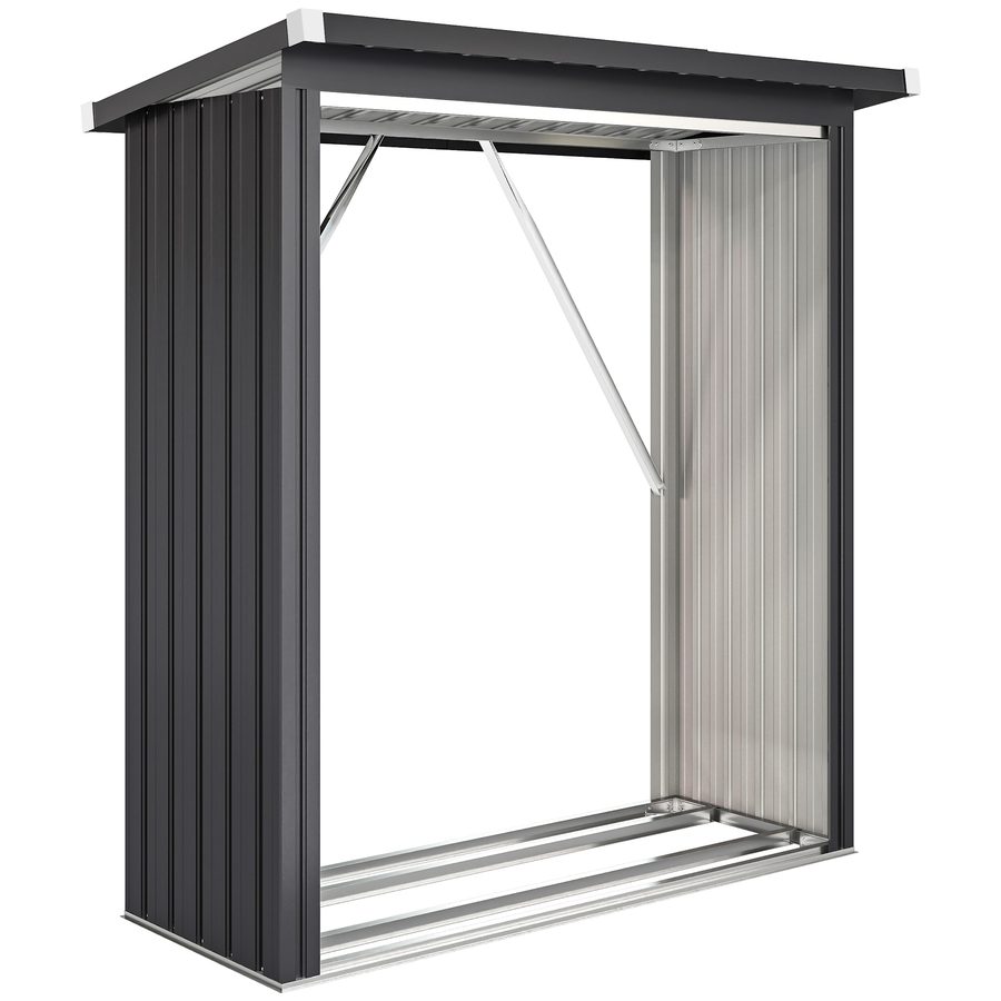 Outsunny Kaminholzregal Außen Stahl 150 x 66,5 x 150 cm erhöhtes Brennholzregal mit Pultdach Schnelle Montage Kaminholzunterstand Gerätehaus Brennholzlager Garten Holzlager für Kaminholz Dunkelgrau   Aosom von Outsunny