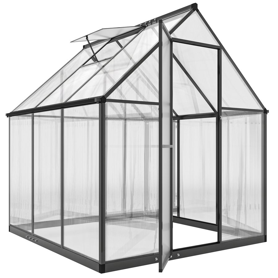 Outsunny Gewächshaus aus Aluminium mit Polycarbonat 3 m² 178x168cm, Gewächshaus mit verstellbarem Fenster und Flügeltür, wetterbeständiger Außenschutz für Pflanzen, Blumen, Gemüsegarten und Anzucht, transparent   Aosom von Outsunny