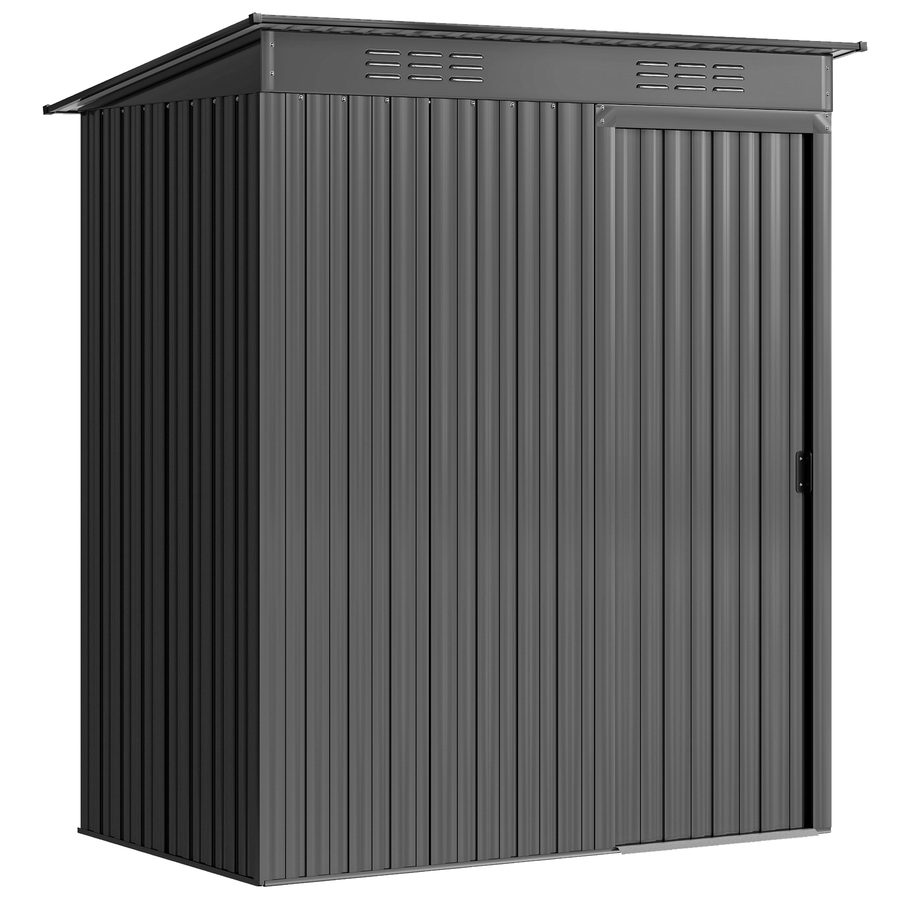 Outsunny Metall Gerätehaus 1,37 m², Geräteschuppen mit müheloser Montage Pultdach Schiebetür Lüftungen 2 Paar Handschuhen, 159 x 106 x 181 cm, wetterfest Outdoor Schuppen für Hinterhof Garten   Aosom von Outsunny