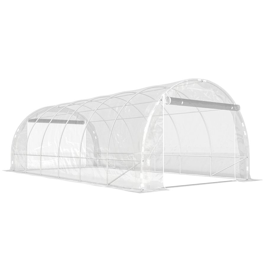 Outsunny Gewächshaus für Außen 6x3x2 m, Tunnelgewächshaus mit 2 Aufrolltüren, verzinkter Stahlrahmen und PE-Abdeckung 150 g/m², UV-beständig, wasserdicht, für Anbau, transparent   Aosom von Outsunny