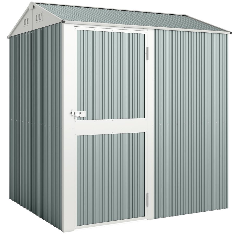 Outsunny Metall Gerätehaus 3,5 m², Hoher Abschließbar Geräteschuppen mit Sattedach Lüftungen Handschuhen, 209 x 177 x 236 cm, Garten Schuppen für Hinterhof Garten Hellgrau   Aosom von Outsunny