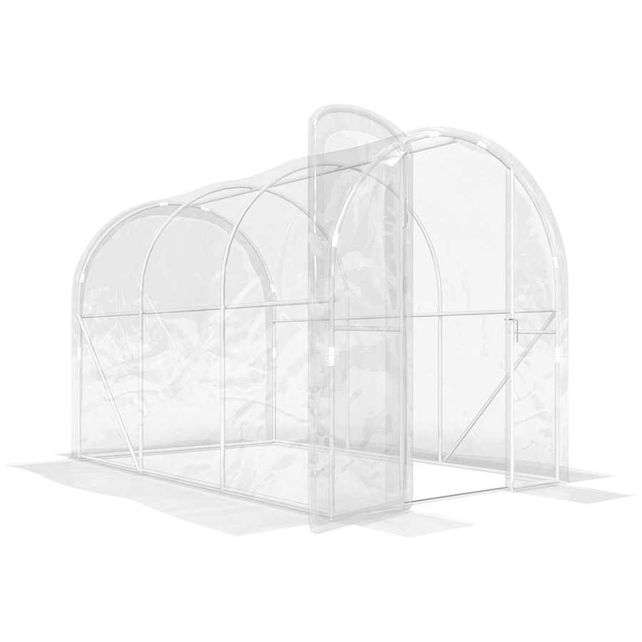 Outsunny Tunnel-Gewächshaus 3 x 2 x 2 m 6 m² mit angeschlagener Tür PE-Plane 150 g/m² für Gemüse Pflanzen Blumen   Aosom von Outsunny