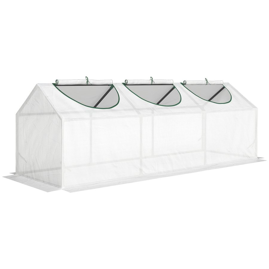 Outsunny Gewächshaus, Mini-Gewächshaus, 3 aufrollbare Reißverschlussfenster, PE-Abdeckung, Stahlrahmen, 180 x 60 x 60 cm, Weiß   Aosom von Outsunny