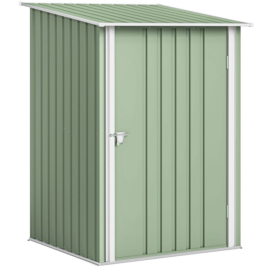 Outsunny Metall Gerätehaus 0,92 m² 100x103x160cm Geräteschuppen mit Pultdach Abschließbarer Tür Gartenhaus Outdoor Garten Schuppen Schrank für Hinterhof Außenbereich Hellgrün   Aosom von Outsunny