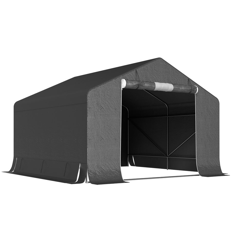 Outsunny Garagenzelt 300 x 300 x 210 cm wasserdicht Fahrradgarage mit aufrollbar Reißverschlusstür & Seitenwand Fenster, Handschuhe wetterfest Carport Lagerzelt Gerätezelt für Gartengeräte Fahrräder   Aosom von Outsunny