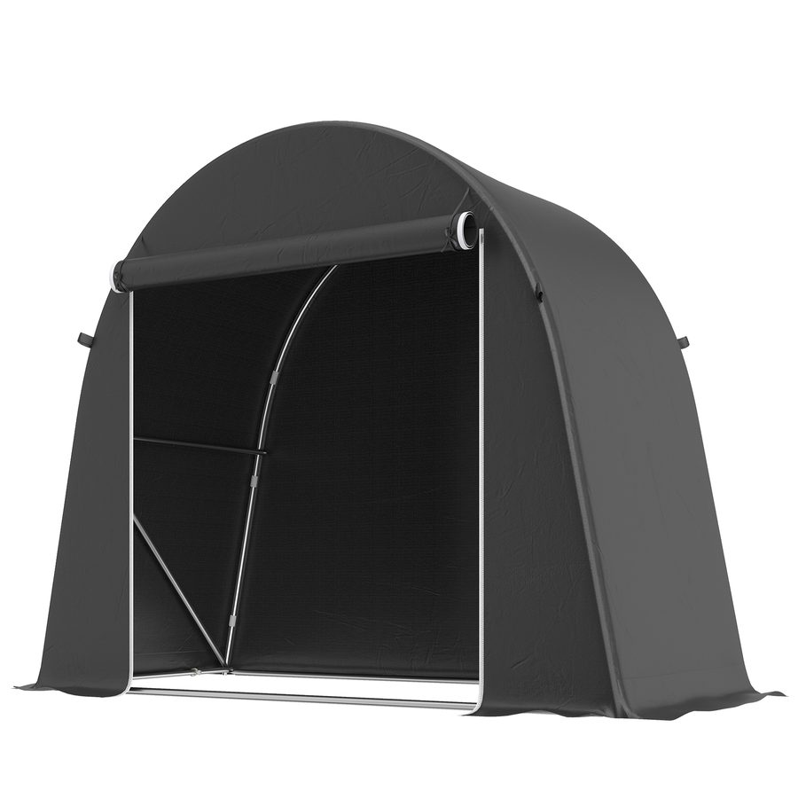 Outsunny Garagenzelt 245x120x200 cm wasserdicht Fahrradgarage mit aufrollbar Reißverschlusstür, wetterfest Lagerzelt Gerätezelt Carport für Fahrräder Gartengeräte Dunkelgrau   Aosom von Outsunny
