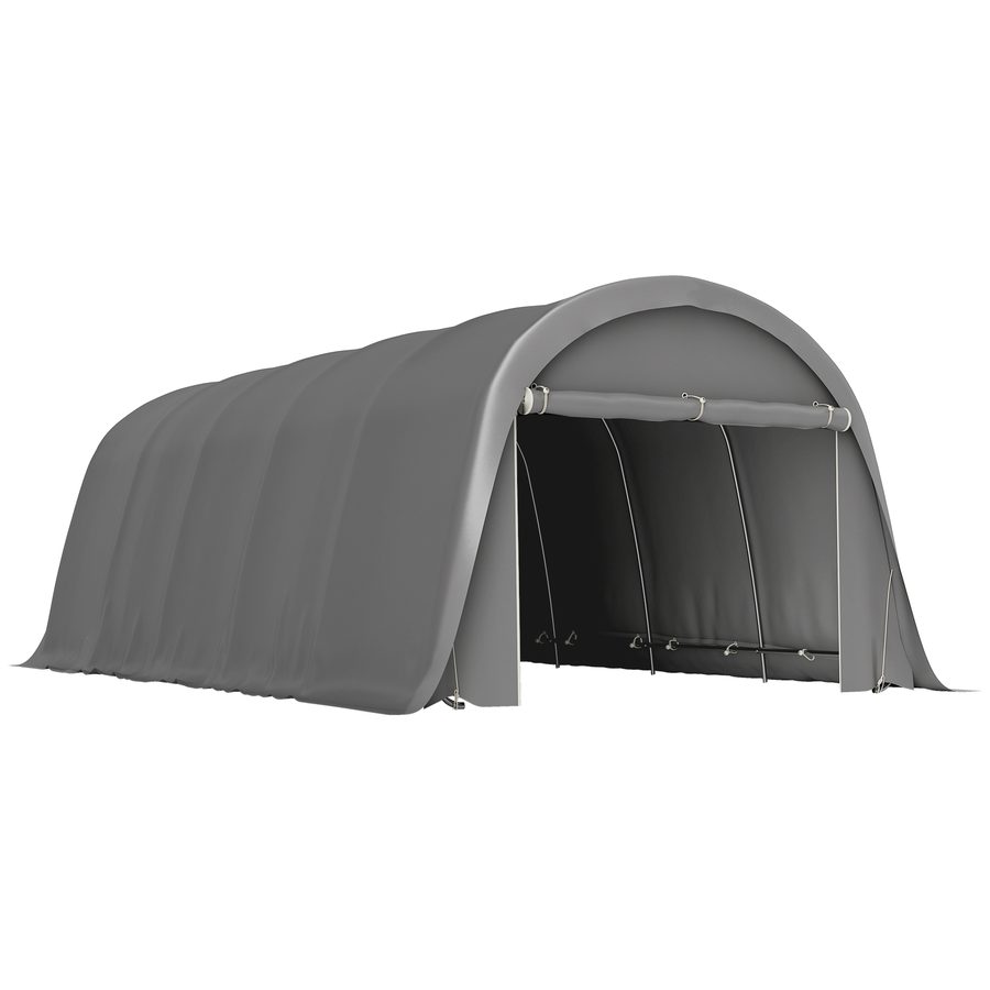 Outsunny Carport-Zelt 3,6 x 7,2 m, Außen-Unterstand, Lagerzelt mit abnehmbaren Seitenwänden und großer Rolltür, Carport für Auto, LKW, Boot, dunkelgrau   Aosom von Outsunny