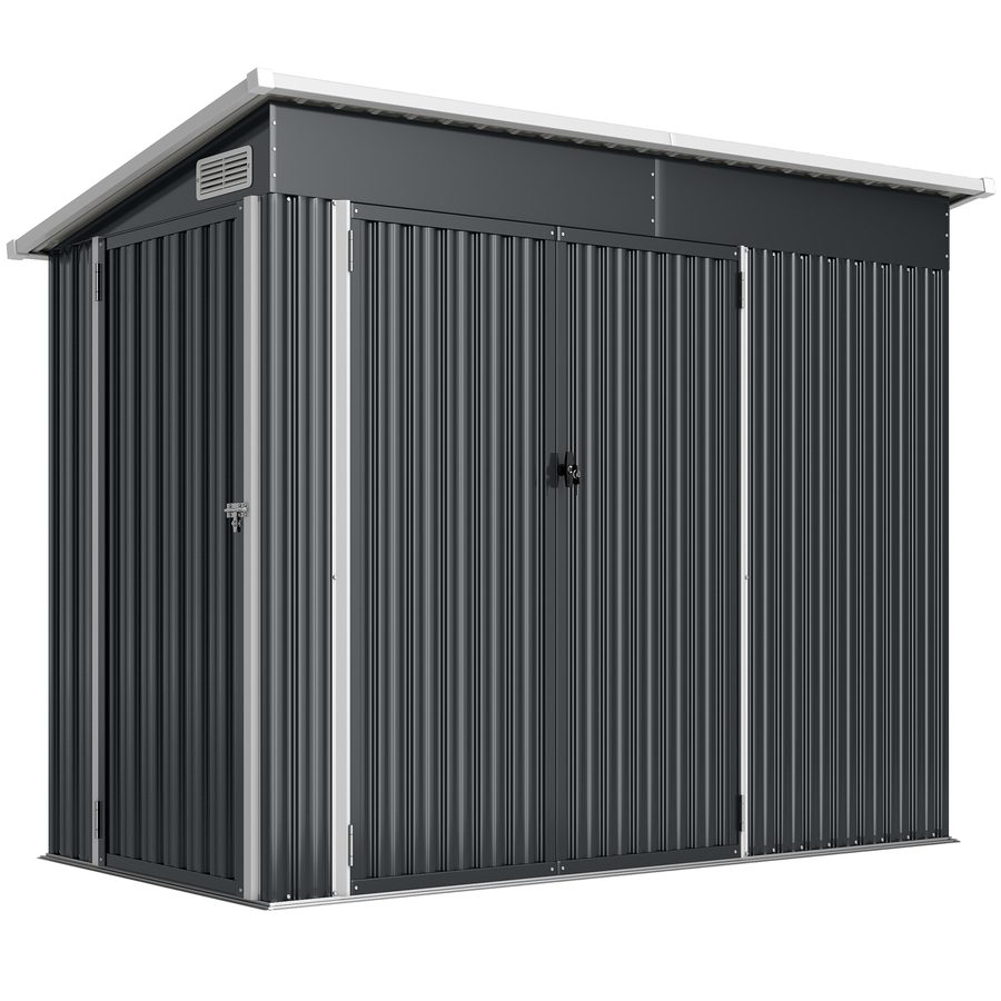 Outsunny Metall Gerätehaus 2,68 m², abschließbar Geräteschuppen mit 3 Türen Lüftung Pultdach Lüftungen Handschuhen, 234 x 132 x 185 cm, wetterfest Outdoor Schuppen für Hinterhof Garten   Aosom von Outsunny
