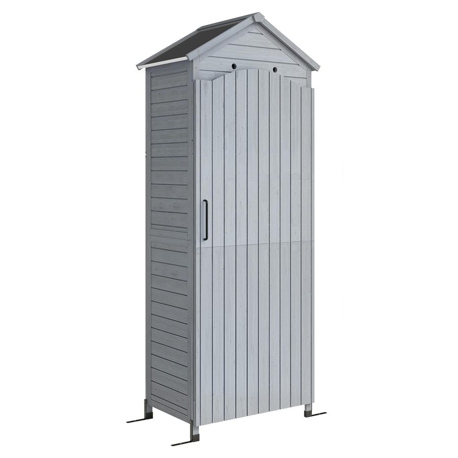 Outsunny Gartenschrank Holz extra hohe Geräteschuppen mit verstellbar Ablage magnetisch Tür galvanisiert Dach Belüftung Kippschutz 85x58x213 cm Geräteschrank Gerätehaus für Garten Terrasse Grau   Aosom von Outsunny