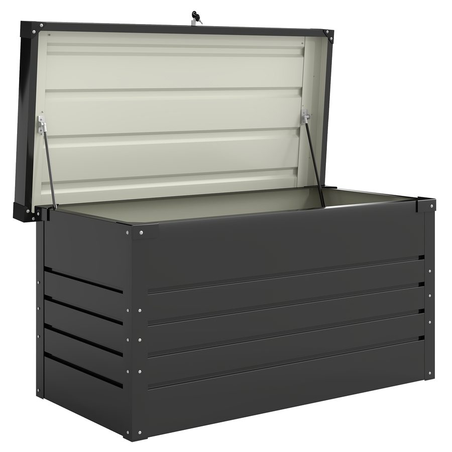 Outsunny Gartenbox Metall 450L Kissenbox mit doppelwandig Deckel Handschuhe 120x61x62 cm Wasserabweisend Abschließbar Auflagenbox Aufbewahrungsbox Outdoor Box Gartentruhe für Garten Balkon Grau   Aosom von Outsunny