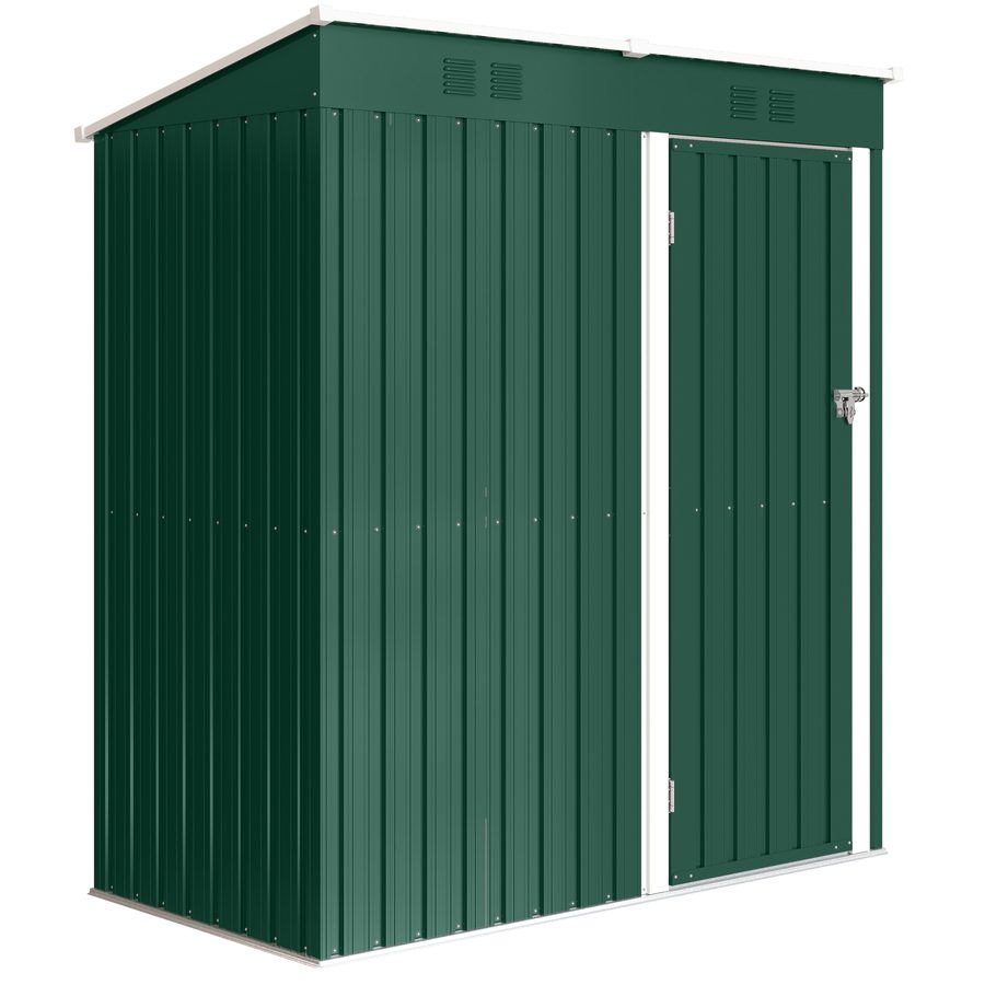 Outsunny Gartenschuppen 1,37 m², 163x90x179 cm, Metall-Geräteschuppen mit abschließbarer Tür und Lüftungsschlitzen, zur Aufbewahrung von Werkzeugen, Grün   Aosom von Outsunny
