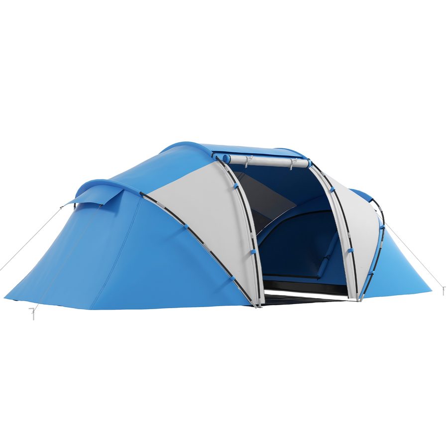 Outsunny Campingzelt Familienzelt Tunnelzelt mit 2 Schlafkabinen 4-6 Personen Blau L430 x B240 x H170cm   Aosom von Outsunny