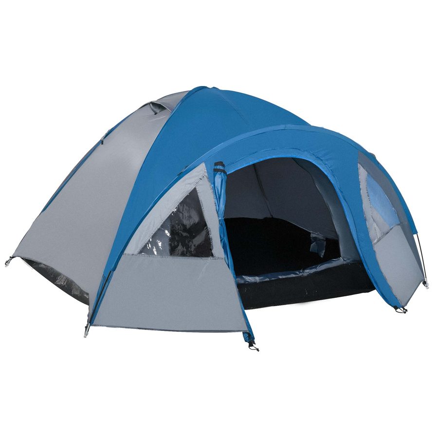 Outsunny Doppelwandzelt  Kuppelzelt Outdoor Iglu für 4 Personen, 4 Jahreszeiten, wasserdicht, mit Moskitonetz, Tragetasche  Aosom von Outsunny