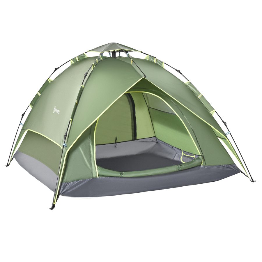 Outsunny Campingzelt Doppelzelt für 2 Erwachsene + 1 Kind, wasserdicht, 4 Jahreszeiten, 210x210x140cm, ideal für Outdoor-Abenteuer   Aosom.de von Outsunny